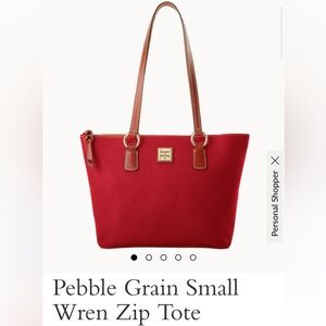 NWT Dooney & Bourke Red Pebble Grain Small Wren Zip Tote